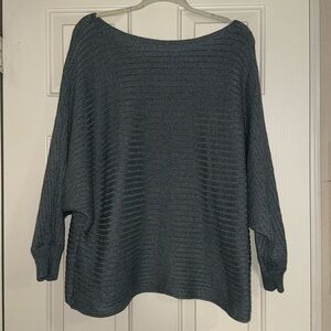 SHEIN Blue Green Ribbed Knit Sweater